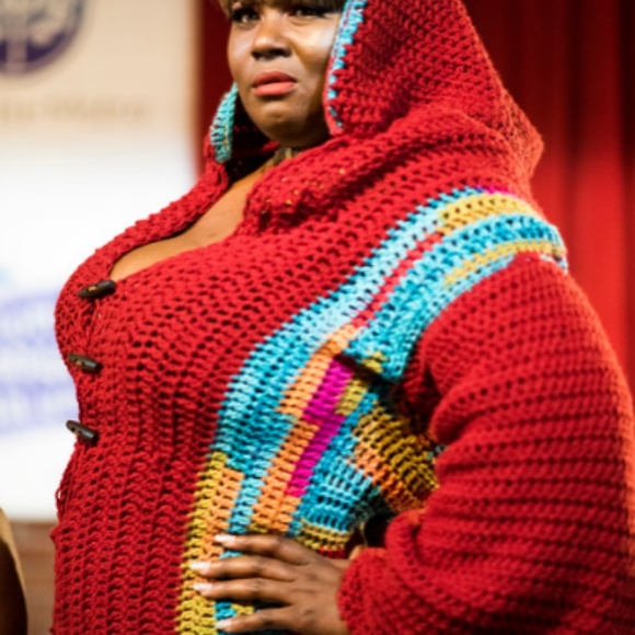 Crochet hooded multi sweater SOLD - Picture 3 of 5